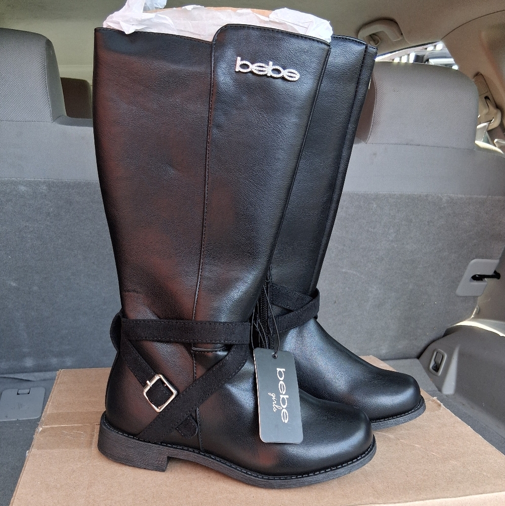 Bebe Sleek Black Riding Boots